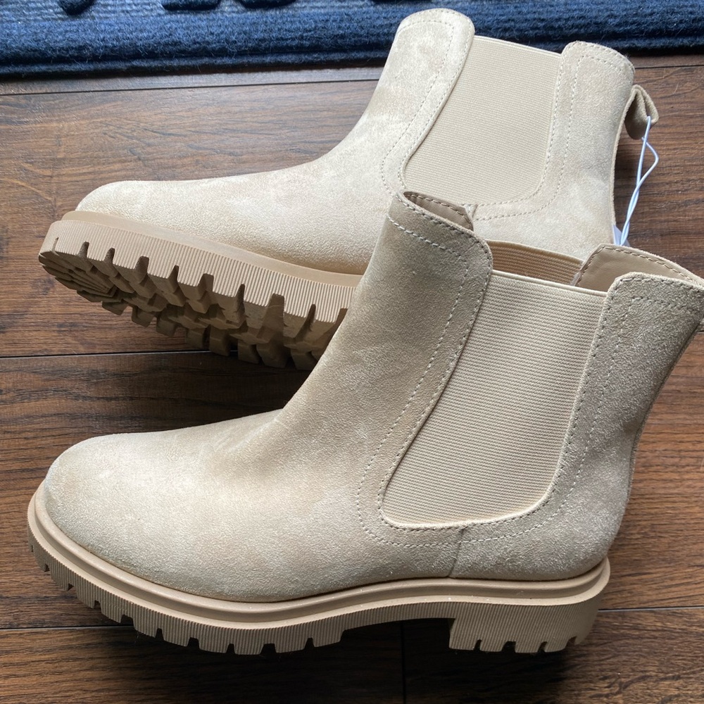 Taupe Faux Suede Chelsea Boots